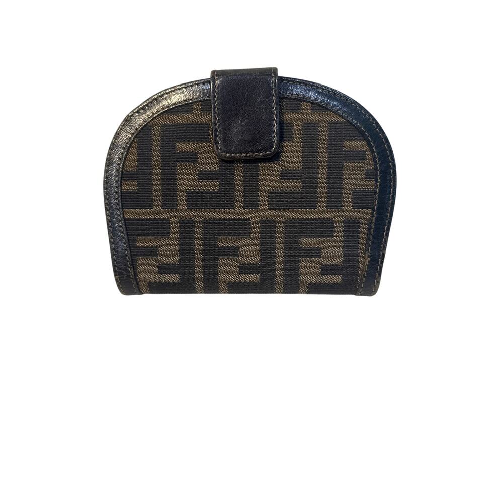 Fendi Zicca Half Moon Bi Fold Wallet with Coin Pouch Vintage